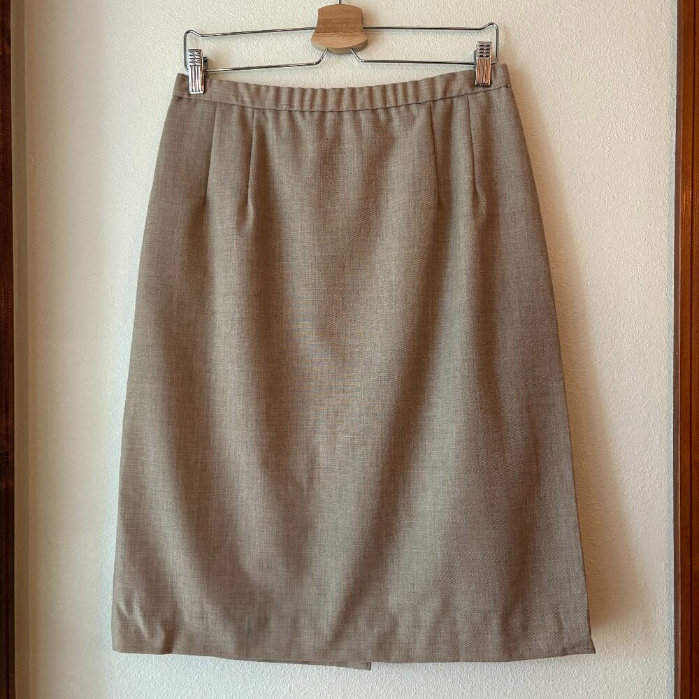 EUC VTG 90s Pendleton 100% Wool Midi Skirt Straight Skirt Pockets Size 14 Beige